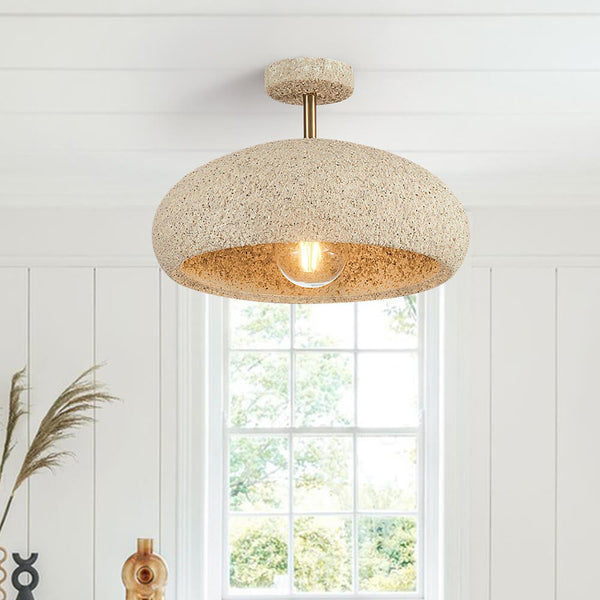 Thehouselights-Nordic Stone Style Speckled Semi Flush Mount-Ceiling Light-White+Red-