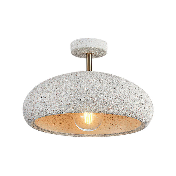 Thehouselights-Nordic Stone Style Speckled Semi Flush Mount-Ceiling Light-Yellow-