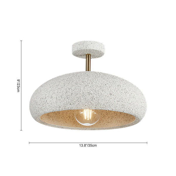 Thehouselights-Nordic Stone Style Speckled Semi Flush Mount-Ceiling Light-Yellow-