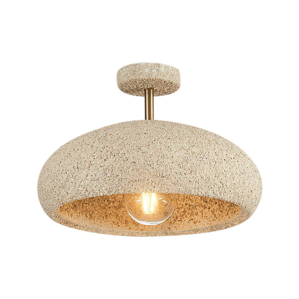 Thehouselights-Nordic Stone Style Speckled Semi Flush Mount-Ceiling Light-Yellow-