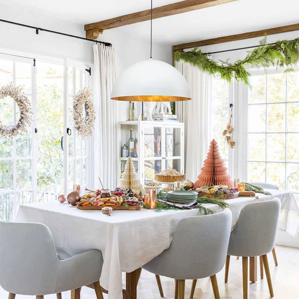 Thehouselights-Oversized Large Dome Pendant Light-Pendant-White-38 cm.