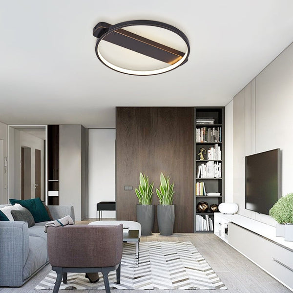 Thehouselights-Round Hollow Surface LED Flush Mount in Gold/ Black-Ceiling Light-Black-
