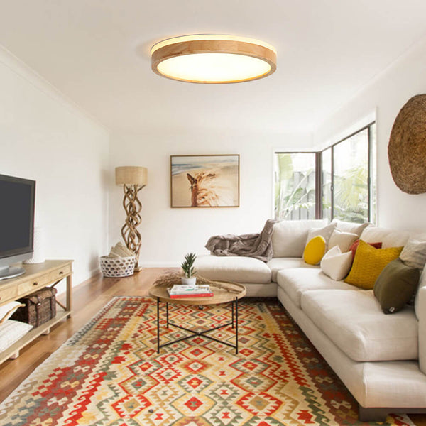 Thehouselights-Scandinavian Dimmable Wood LED Flush Mount Light-Flush Mount-50 cm.-