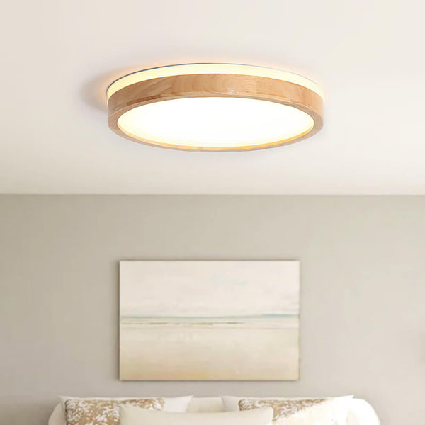 Thehouselights-Scandinavian Wood LED Flush Mount Light-Flush Mount-11 in.-