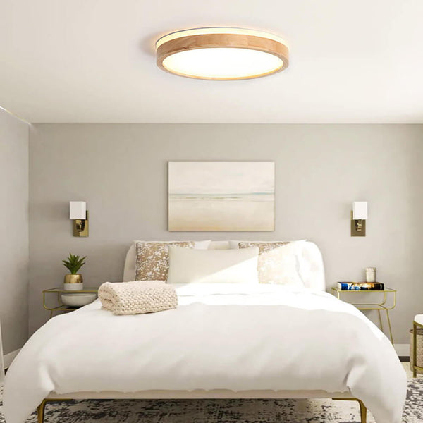 Thehouselights-Scandinavian Wood LED Flush Mount Light-Flush Mount-11 in.-