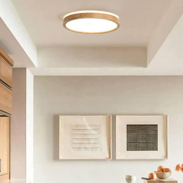Thehouselights-Scandinavian Wood LED Flush Mount Light-Flush Mount-15 in.-