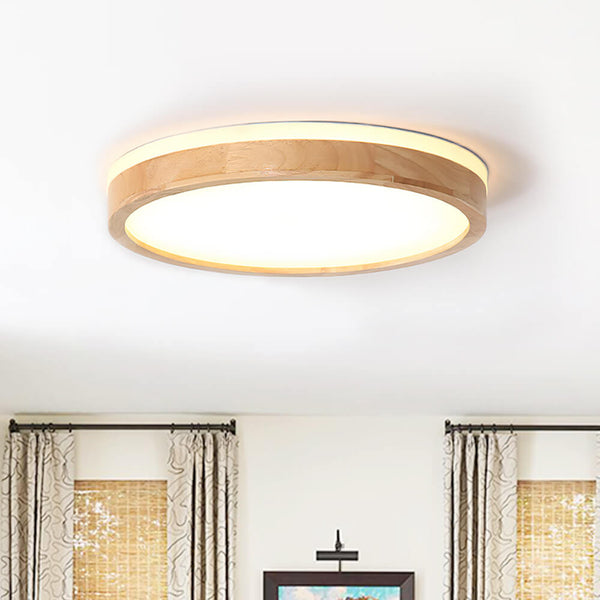 Thehouselights-Scandinavian Wood LED Flush Mount Light-Flush Mount-19 in.-