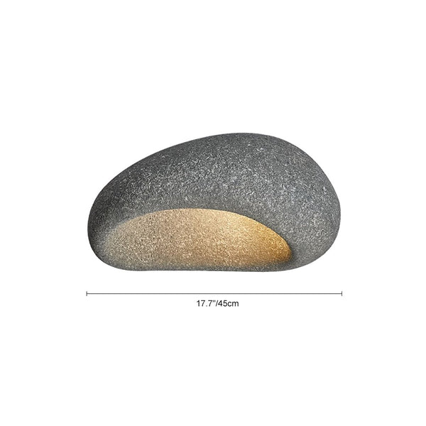 Thehouselights-Stone Spots Moon-Shaped LED Wabi-Sabi Flush Mount-Ceiling Light-Dark Gray Stone Spots-60 cm.