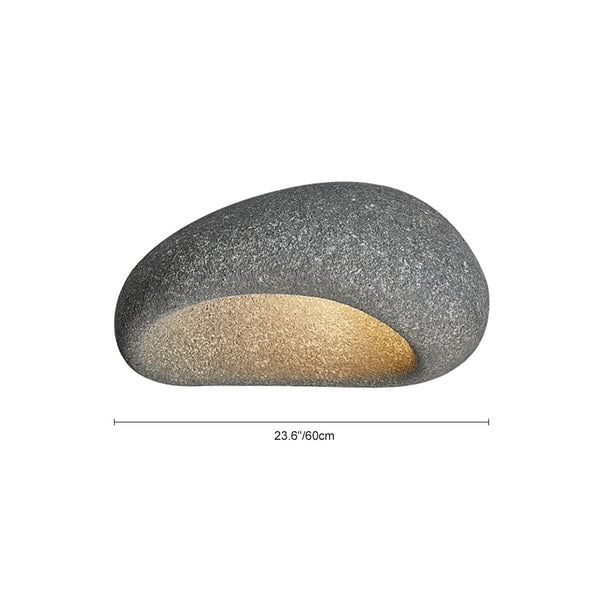 Thehouselights-Stone Spots Moon-Shaped LED Wabi-Sabi Flush Mount-Ceiling Light-Dark Gray Stone Spots-60 cm.