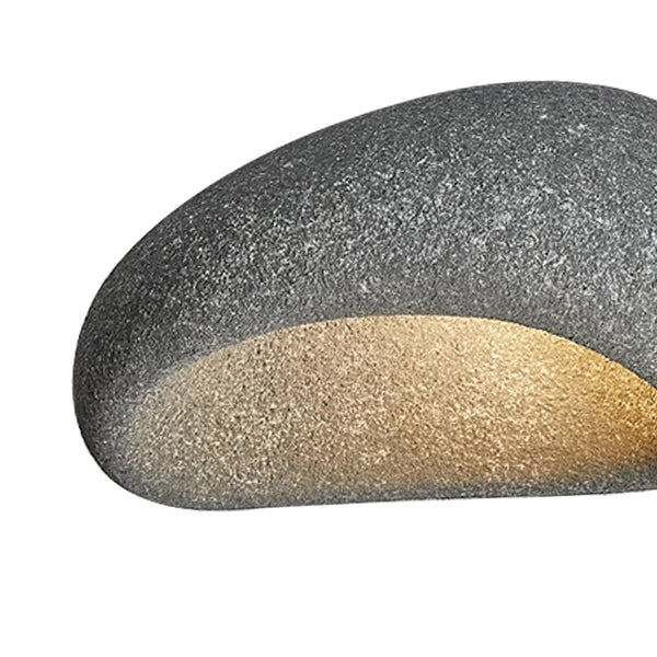 Thehouselights-Stone Spots Moon-Shaped LED Wabi-Sabi Flush Mount-Ceiling Light-Dark Gray Stone Spots-60 cm.