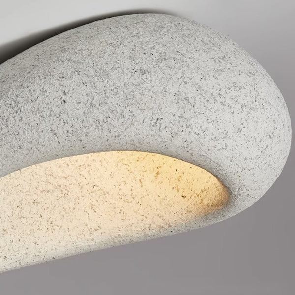 Thehouselights-Stone Spots Moon-Shaped LED Wabi-Sabi Flush Mount-Ceiling Light-Dark Gray Stone Spots-60 cm.