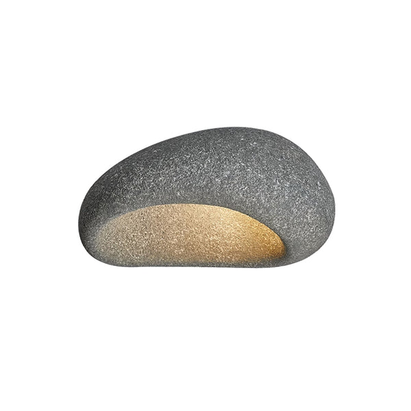 Thehouselights-Stone Spots Moon-Shaped LED Wabi-Sabi Flush Mount-Ceiling Light-Dark Gray Stone Spots-60 cm.
