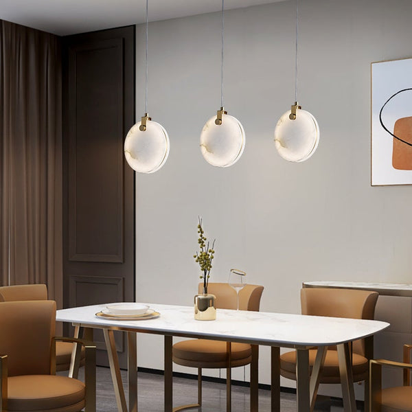 Thehouselights-Transmission Marble Stone Shade Pendant Light-Pendant--