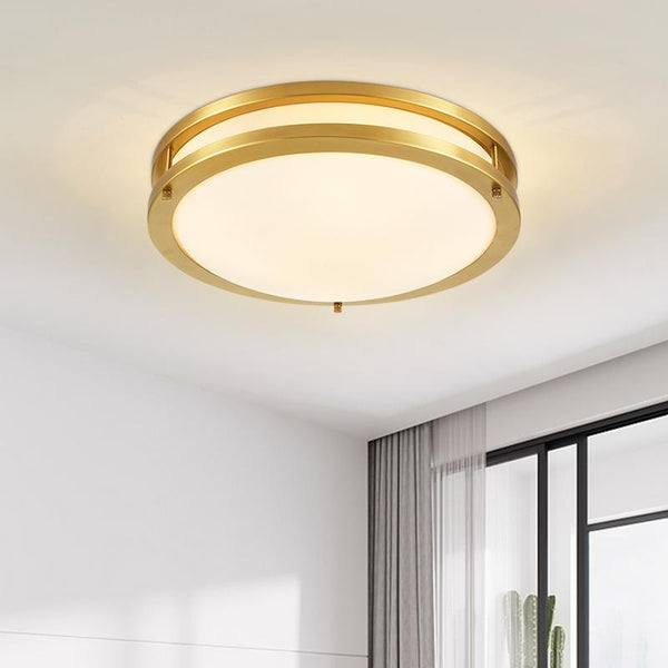 Thehouselights-Two-tiered Gold Round LED Flush Mount Ceiling Lights-Ceiling Light--