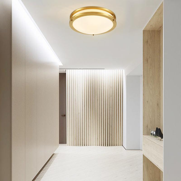 Thehouselights-Two-tiered Gold Round LED Flush Mount Ceiling Lights-Ceiling Light--