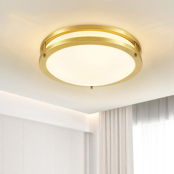 Thehouselights-Two-tiered Gold Round LED Flush Mount Ceiling Lights-Ceiling Light--