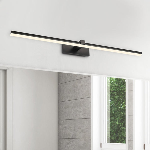 Thehouselights-Ultra-thin Bathroom Vanity Light Armed LED Wall Sconce in Brushed Black/White-Wall Lights-Black-40.5CM