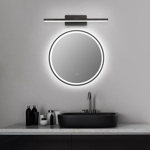 Thehouselights-Ultra-thin Bathroom Vanity Light Armed LED Wall Sconce in Brushed Black/White-Wall Lights-Black-40.5CM