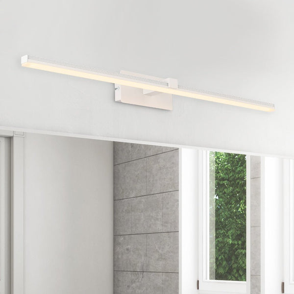 Thehouselights-Ultra-thin Bathroom Vanity Light Armed LED Wall Sconce in Brushed Black/White-Wall Lights-White-40.5CM