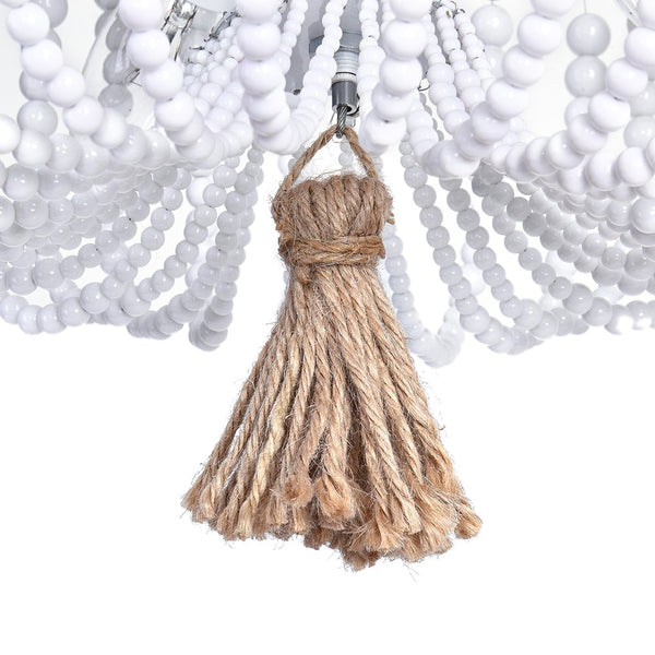 Thehouselights-Wood Beaded Flush Mount Ceiling Light in a Rope Knot Design-Flush Mount--
